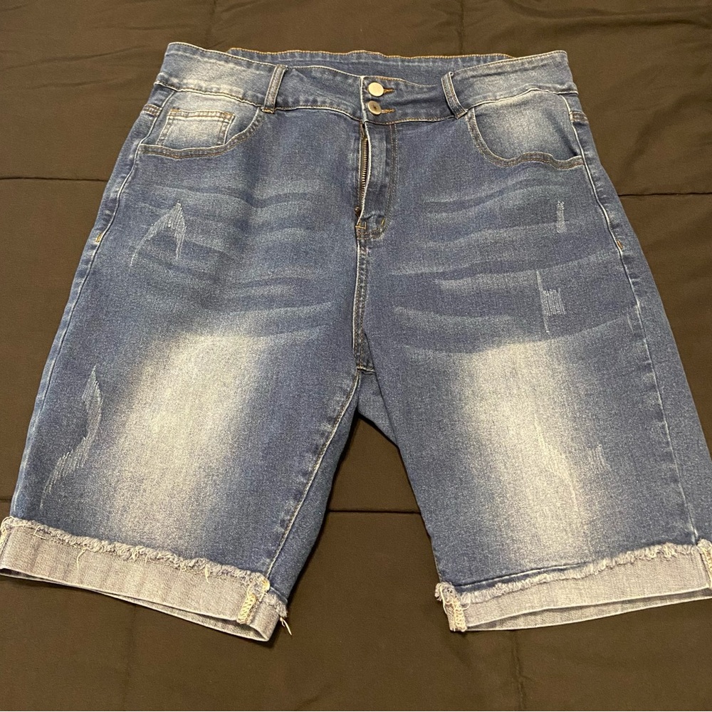 Denim Bermuda Shorts - Dark Blue Washed